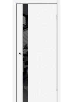 Двери Darumi Doors Plato Line PTL-04 белый матовый Черное стекло