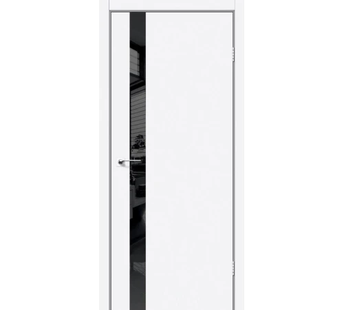 Міжкімнатні Двері Darumi Doors Plato Line PTL-04 білий матовий Чорне скло Ламінатин