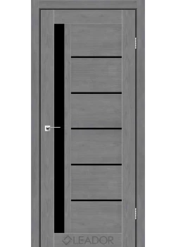 Двери Leador Doors Bariano кедр серый Черное стекло