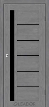 Двери Leador Doors Bariano кедр серый Черное стекло