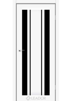 Двери Leador Doors Colico белый матовый Черное стекло