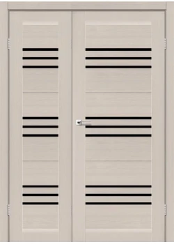 Двери Leador Doors Sovana дуб латте полуторные Черное стекло