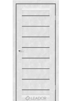 Двери Leador Doors Neapol белый бетон Черное стекло