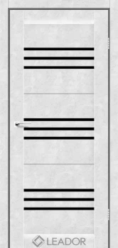 Двери Leador Doors Sovana белый бетон Черное стекло