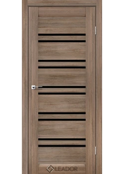Двери Leador Doors Sicilia серое дерево Черное стекло