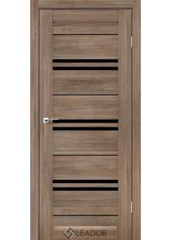 Двери Leador Doors Malta серое дерево Черное стекло