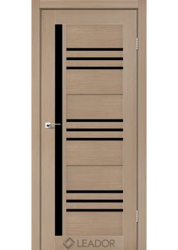 Двери Leador Doors Compania дуб мокко Черное стекло