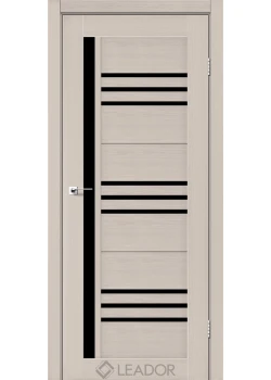 Двери Leador Doors Compania дуб латте Черное стекло