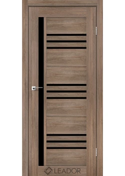 Двери Leador Doors Compania серое дерево Черное стекло