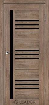 Двері Leador Doors Compania сіре дерево Чорне скло