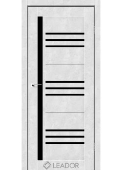 Двери Leador Doors Compania белый бетон Черное стекло