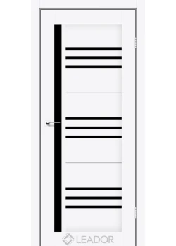 Двери Leador Doors Compania белый матовый Черное стекло