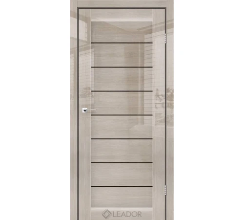 Межкомнатные Двери Leador Gloss RONDA Черное стекло ПВХ плёнка