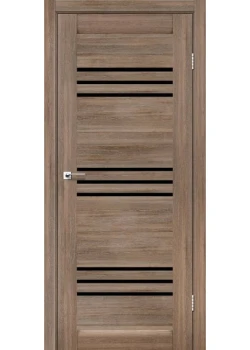 Двери Leador Doors Sovana серое дерево Черное стекло