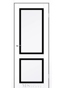 Двери MSDoors Fashion Holst KANSAS белый матовый Черное стекло