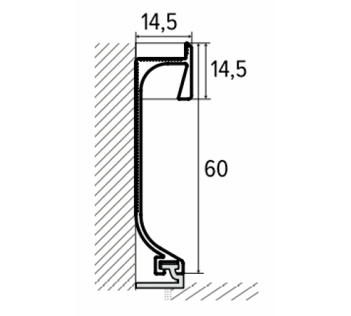 Плинтус алюминиевый скрытого монтажа с LED подсветкой 60х14,5х2700 ALU-SL60 (Анод) Kluchuk