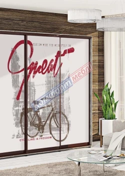 Шкаф-купе 1,8 м Комфорт "Стекло фотопечать" двухдверный светлый