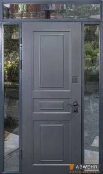 Нестандартні двері з терморозривом та фрамугою Scandi (RAL 7021 + Білий), до 1400*2650, комплектація FRAME Abwehr