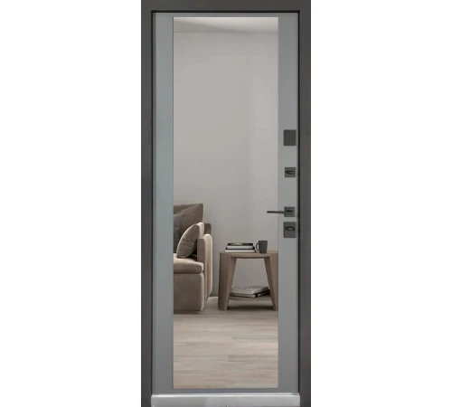 Входные Двери Ультра (квадро) Securemme 557/607 Тонированное зеркало Пепельный металлик/Серый шифер Булат