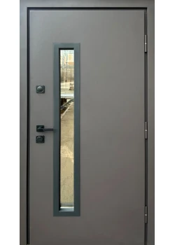 Двері Qdoors Стронг Браун Ral 8019 пісок/дуб темний Vinorit