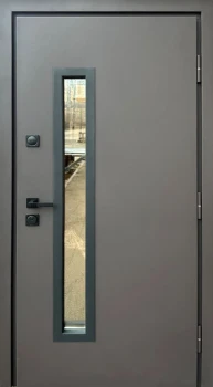 Двери Qdoors Стронг Браун Ral 8019 песок/дуб темный Vinorit