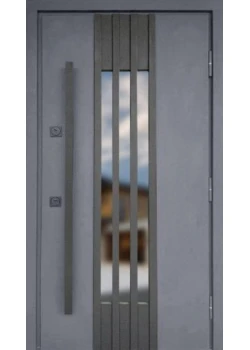 Двері Qdoors Стронг Референс антрацит пісок/білий атлас, довга ручка чорна Vinorit