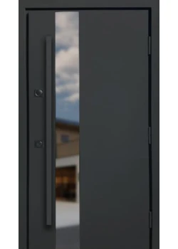 Двері Qdoors Стронг Вест пісок темний сірий/білий атлас, довга ручка чорна Vinorit