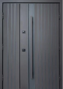 Двері Qdoors Стронг Айрон 1200 пісок коричневий/білий атлас, довга ручка коричнева/чорна Vinorit
