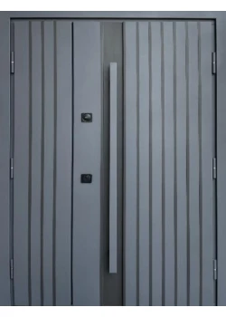 Двері Qdoors Стронг Айрон 1200 антрацит пісок/білий атлас, довга ручка антрацит/чорна Vinorit