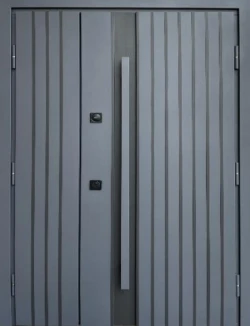 Двери Qdoors Стронг Айрон 1200 антрацит песок/белый атлас, длинная ручка антрацит/черная Vinorit