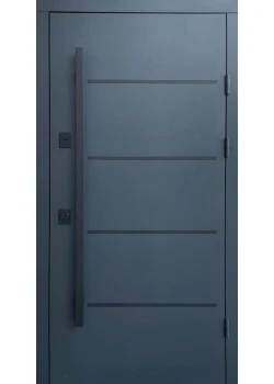 Двері Qdoors Стріт Горизонт метал Антрацит 7021 фарба/МДФ біле дерево Vinorit 3К
