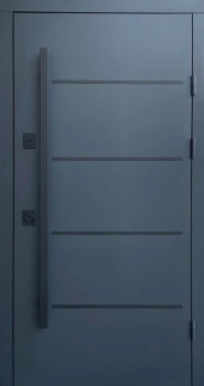 Двери Qdoors Стрит Горизонт металл Антрацит 7021 краска/МДФ белое дерево Vinorit 3К