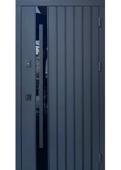 Двері Qdoors Стріт Арт метал Антрацит 7021 фарба/МДФ біле дерево Vinorit 3К