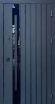 Двери Qdoors Стрит Арт металл Антрацит 7021 краска/МДФ белое дерево Vinorit 3К