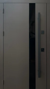 Двери Qdoors Стрит Элегант металл песок 8019 краска, декор лакобель МДФ дуб темный Vinorit 3K