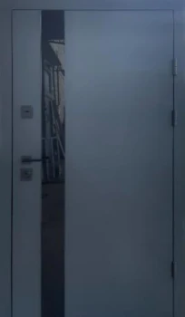 Двери Qdoors Стрит Элегант металл Антрацит 7021 краска, декор лакобель/МДФ белая шагрень Vinorit 2К