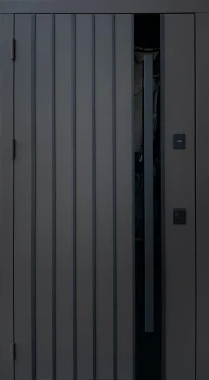 Двери Qdoors Стрит Арт металл RAL8019 песок/МДФ белая шагрень