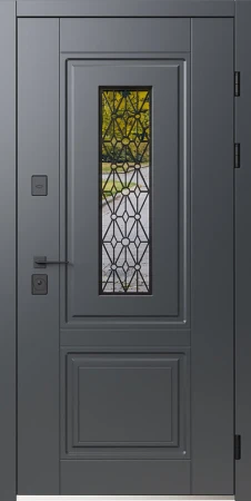 Вхідні Двері Геліос ArWood RAL 7016/ПВХ біле дерево Sarmak