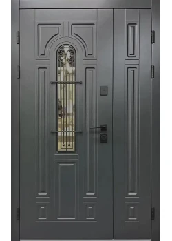 Двері Sarmak Елегант Термо Лучія ArWood RAL 7016/ПВХ біле дерево 1200
