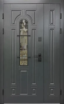Двери Sarmak Элегант Термо Лучия ArWood RAL 7016/ПВХ белое дерево 1200