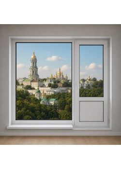 Балконный блок Aluplast Ideal 2000 с глухим панорамным окном в пол 2100 x 2000 мм