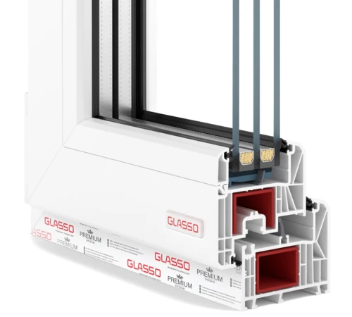 Металопластикові двері Glasso 85 полуторні з поворотно-відкидною стулкою 1200 x 2100 мм