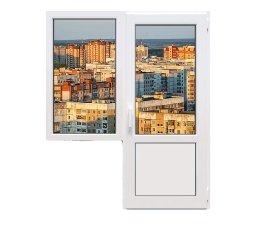 Балконный блок Rehau Euro 60 с глухим окном и поворотно-откидной дверью 1800 x 2100 мм