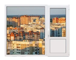 Балконний блок Rehau Euro 60 з глухим панорамним вікном до підлоги 2100 x 2000 мм