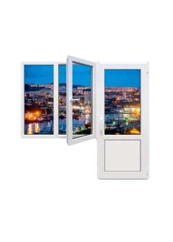 Балконный блок Rehau Euro 70 с двухстворчатым окном и поворотно-откидной створкой 1900 x 2000 мм