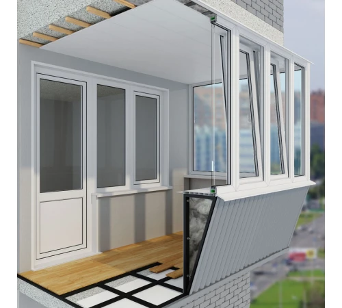 Балкон под ключ с отделкой Rehau