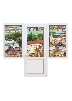 Балконный блок Steko S700 с двумя окнами и поворотно-откидной дверью 2300 x 2100 мм