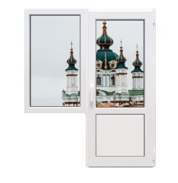 Балконний блок Veka Softline з глухим вікном і поворотно-відкидними дверима 1800 x 2100 мм