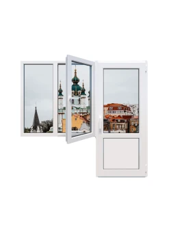 Балконный блок Veka Softline с двухстворчатым окном и поворотно-откидной створкой 1900 x 2000 мм