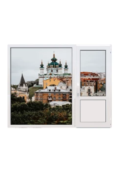 Балконный блок Veka Softline с глухим панорамным окном в пол 2100 x 2000 мм